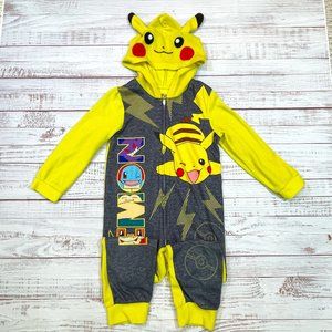 Boys Pokemon Hooded Pikachu Union Suit Pajamas